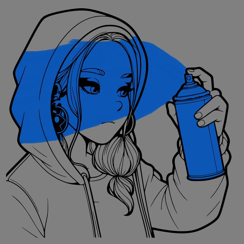 a realistic girl, spray painting