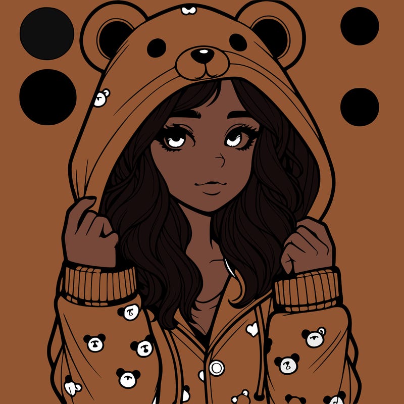realistic girl in a animal pjs hoodie