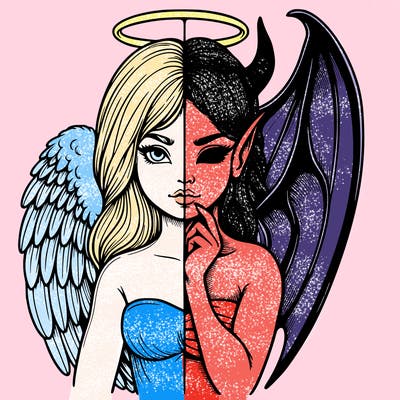 realistic angel half demon