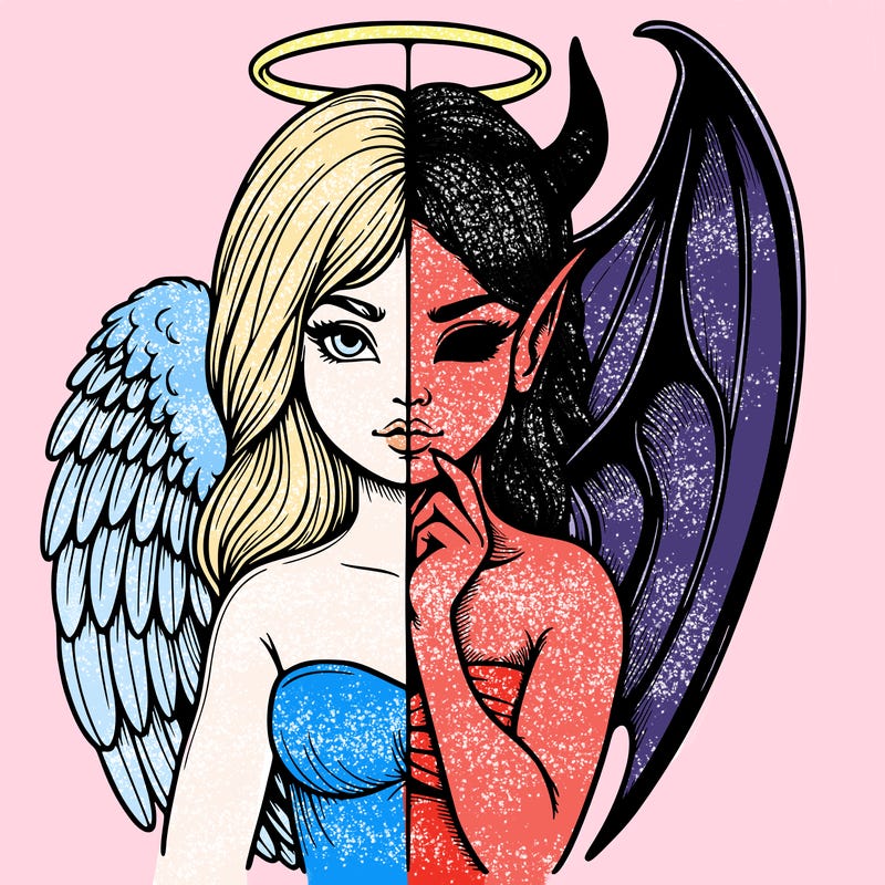 realistic angel half demon