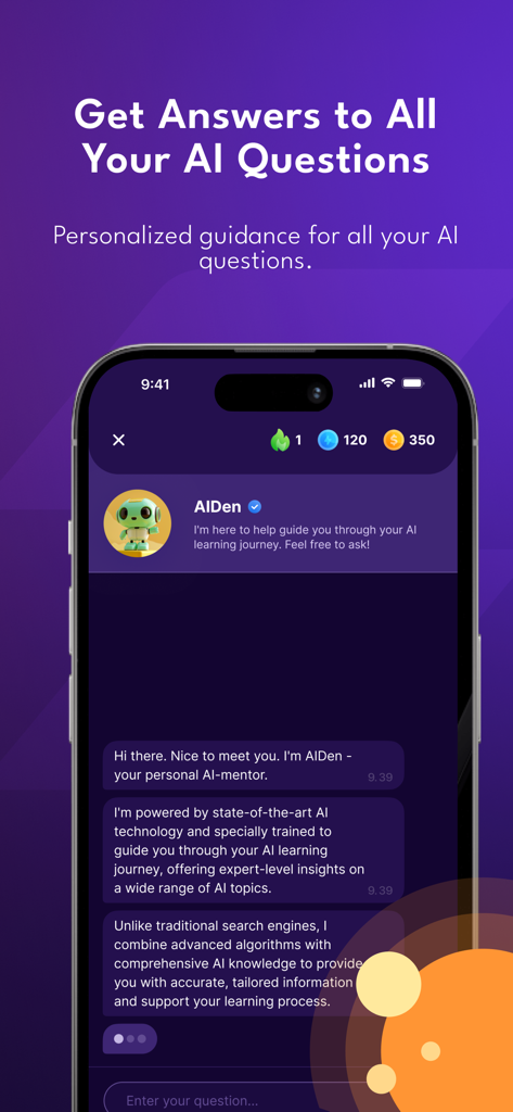 Zenfy - Zenfy app chat screen featuring AIDen the personal AI mentor for personalized learning guidance.