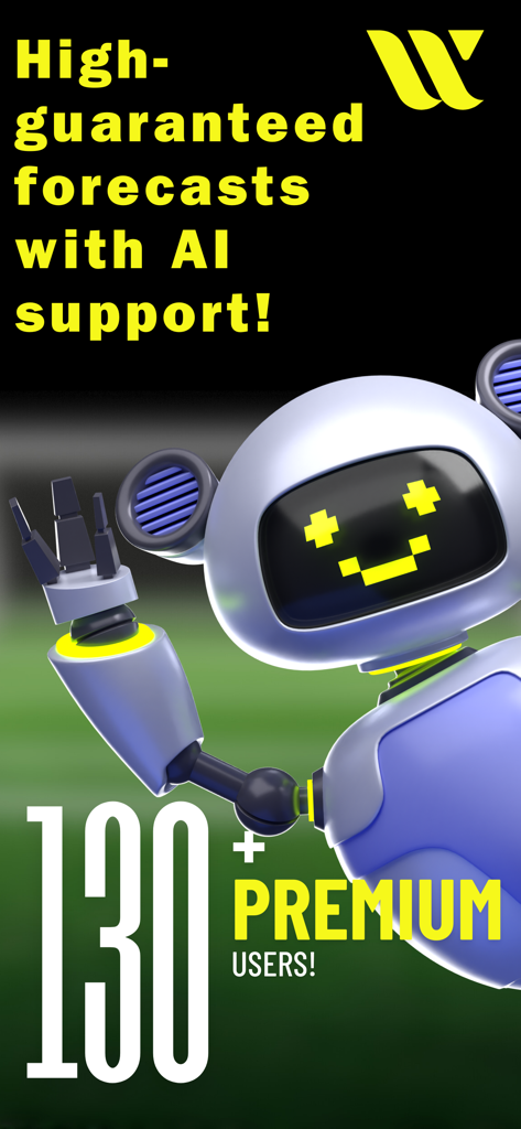 Winie - Football Betting Tips - Personaje robot de IA amigable presentando pronósticos garantizados de apuestas de fútbol y consejos premium