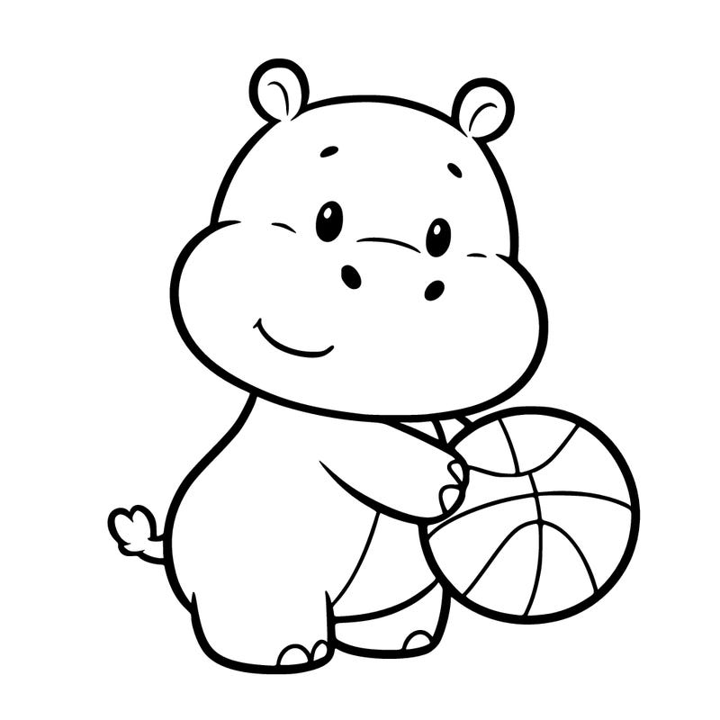 smooth hippo holding a ball