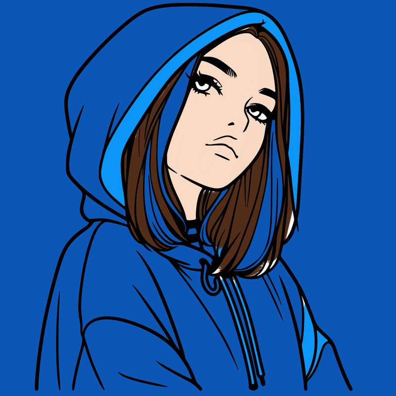 a realistic girl in a hoodie