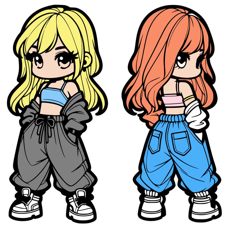 girl in crop top and baggy pants