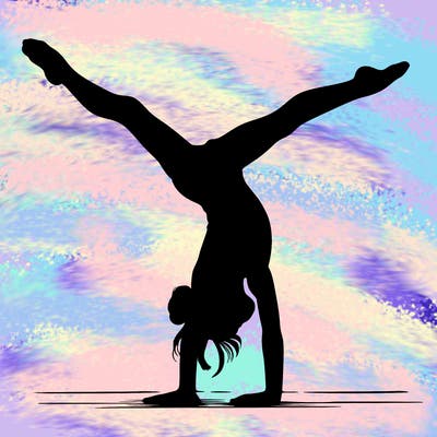 realistic gymnastic hand stand girl in four splits