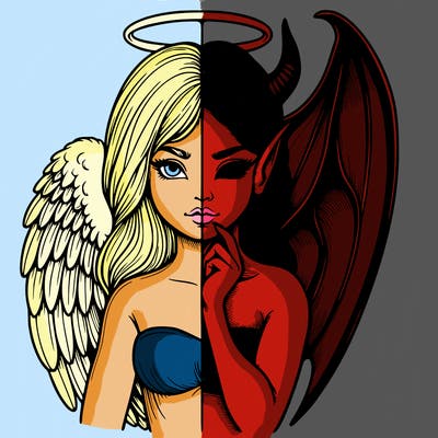 realistic angel half demon