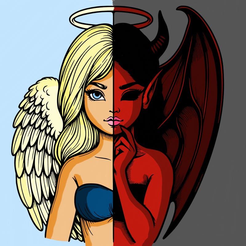 realistic angel half demon