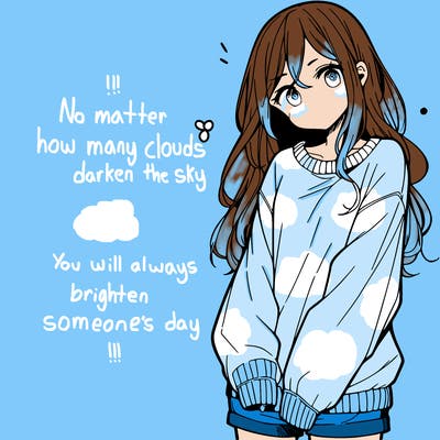 manga teen girl  in a sweater and baggy pants