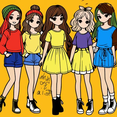 a group of five girls