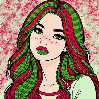 realistic girl with hair on her hair and lips