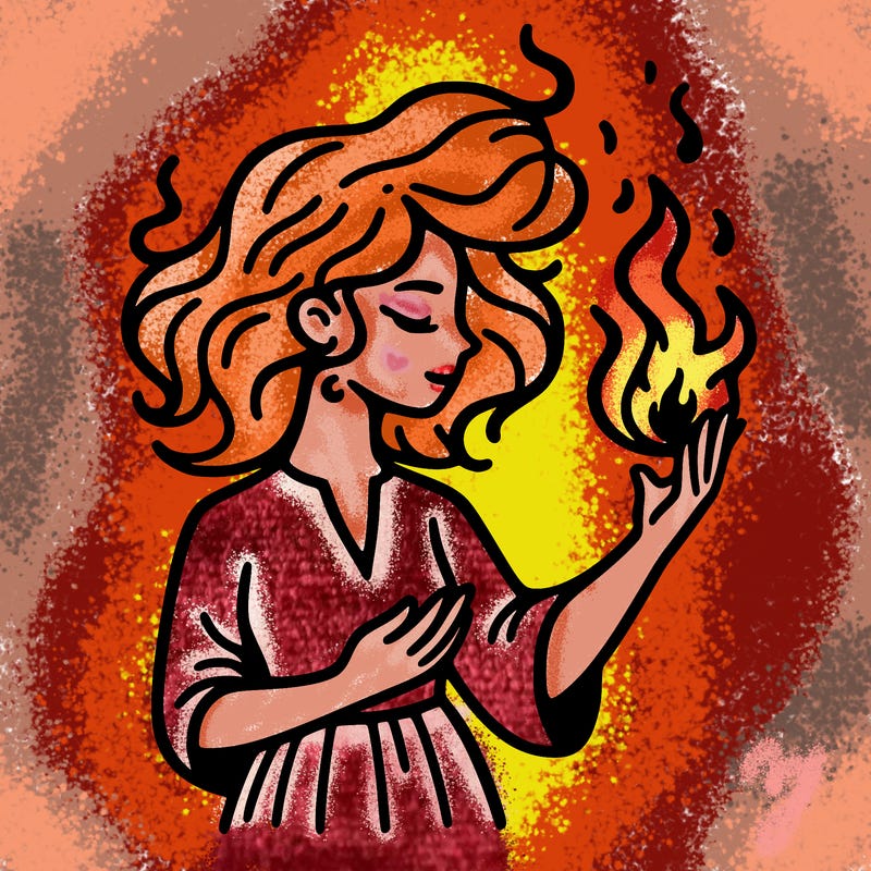 woman with fire