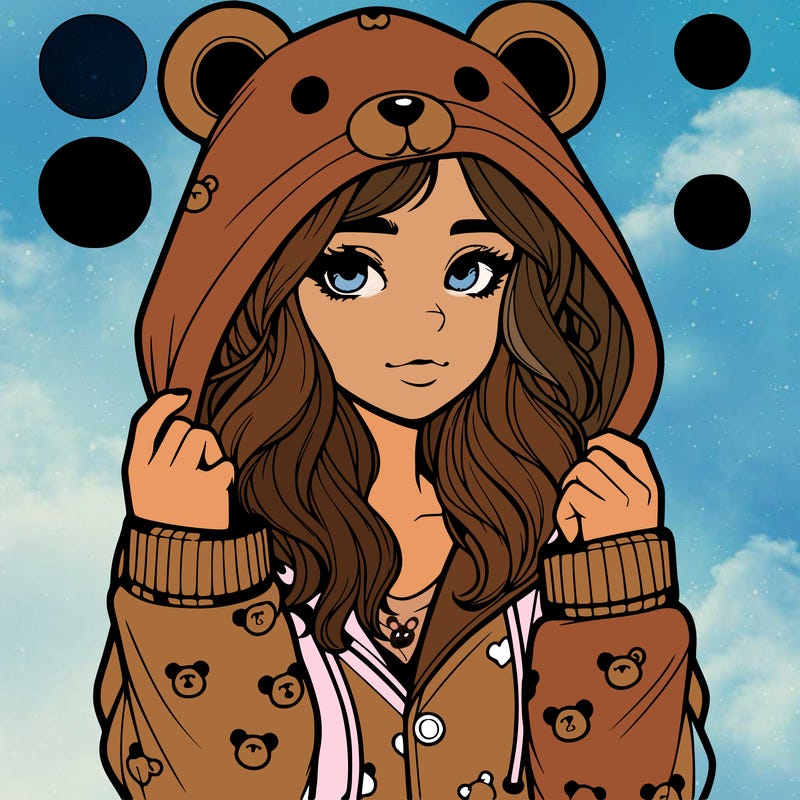 realistic girl in a animal pjs hoodie