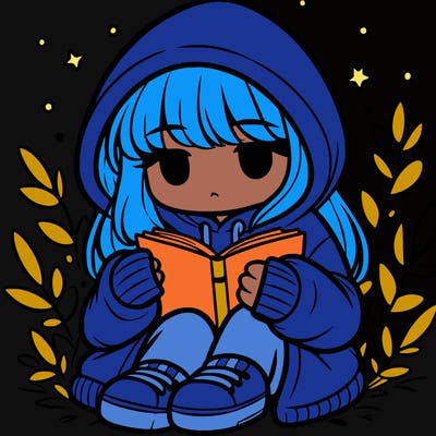 girl in oversized hoodie reading a book