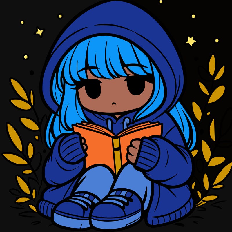girl in oversized hoodie reading a book