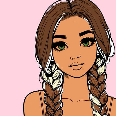 realistic girl with braids