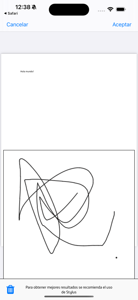 SealSign - Interface of the SealSign app showing a handwritten digital signature on a document within a mobile device