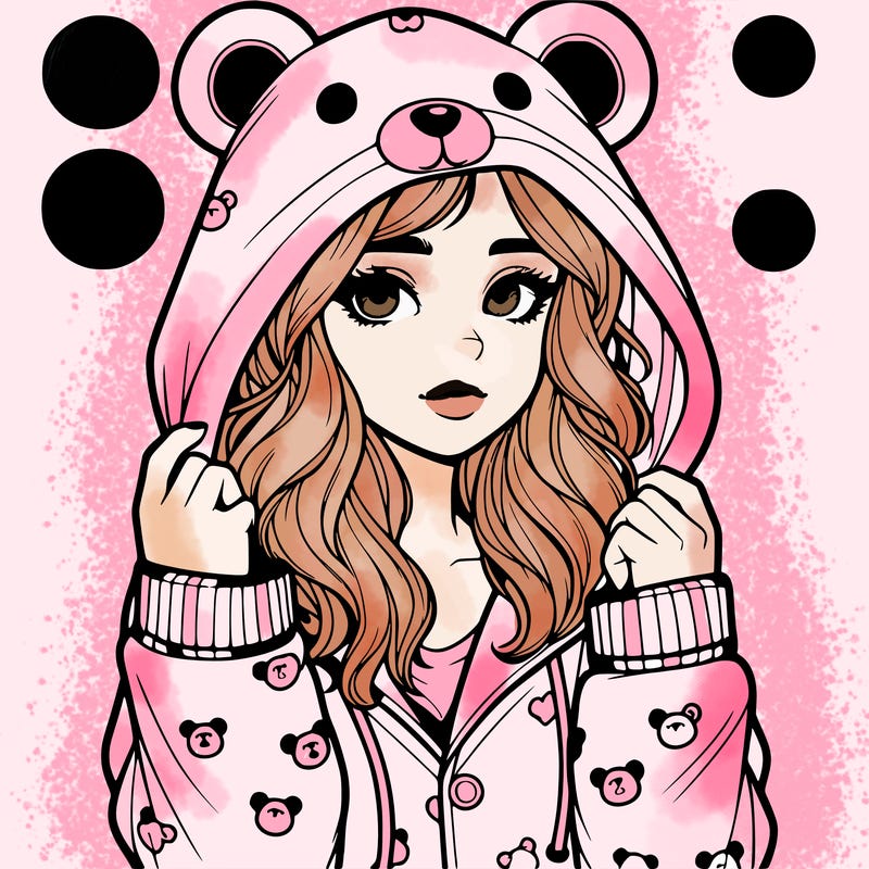 realistic girl in a animal pjs hoodie