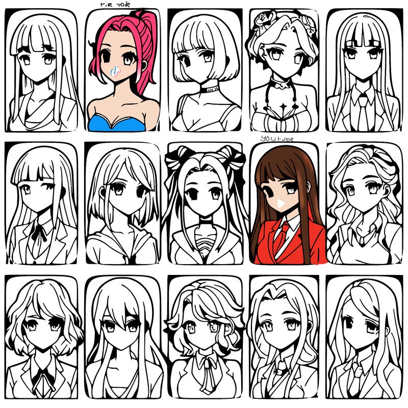 girls that look diffrent anime