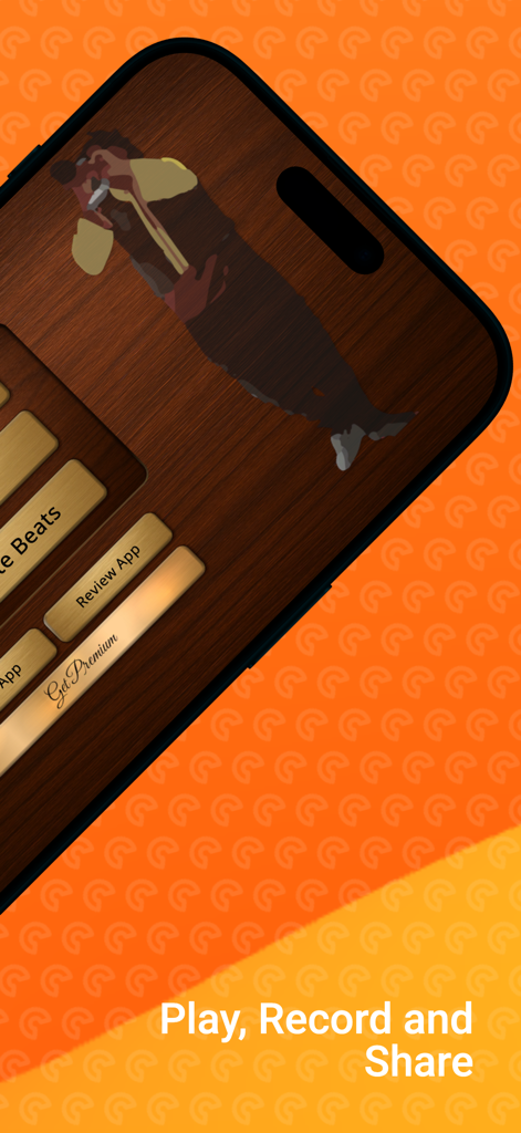 Smartphone screen showing the Davul and Zurna app with play record and share features