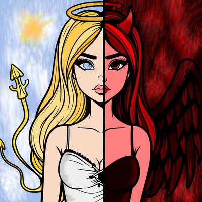 devil vs angel realistic girl
