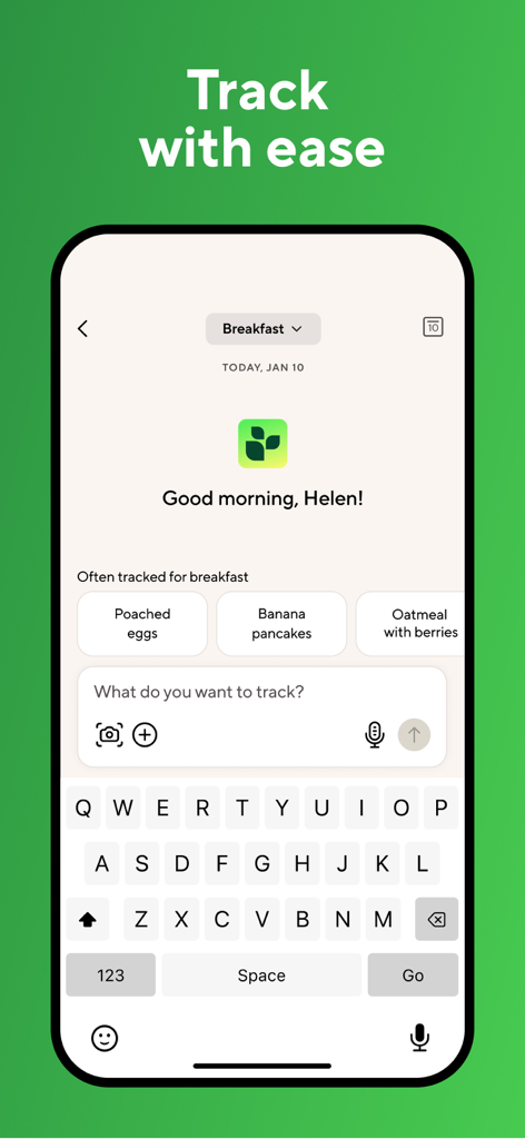 Lifesum mobile app interface for tracking breakfast using AI and voice logging