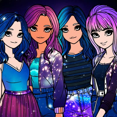 a group of girls realistic