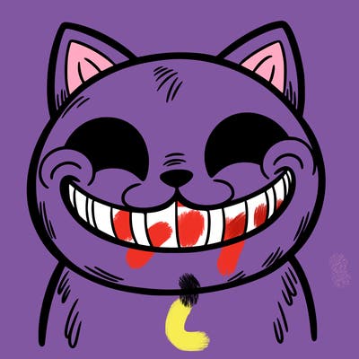 a cat that is smiling creepy