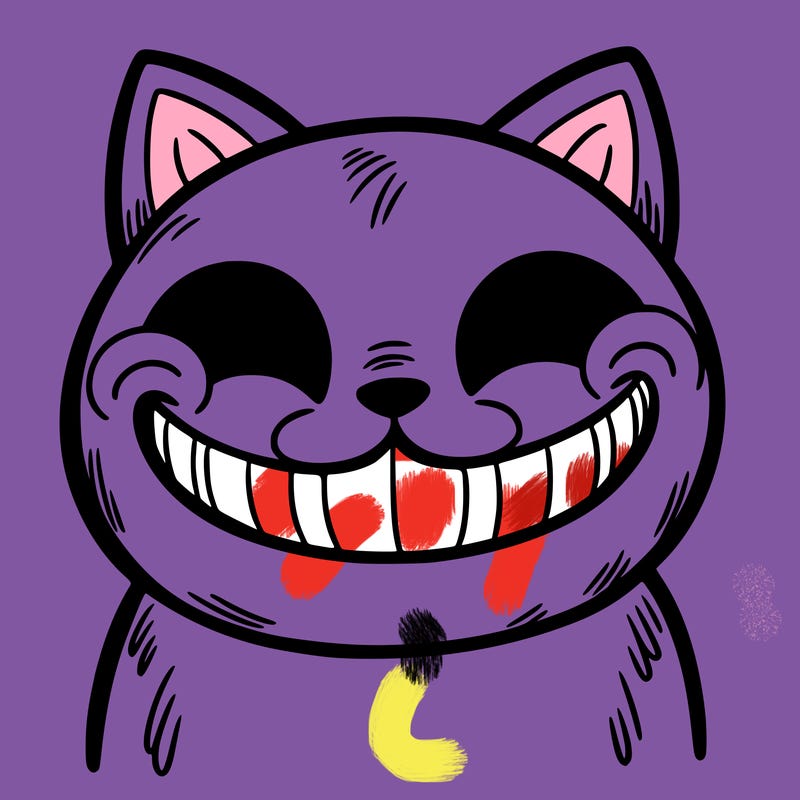 a cat that is smiling creepy