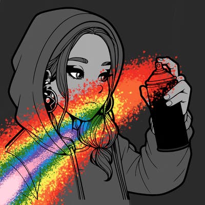 a realistic girl, spray painting