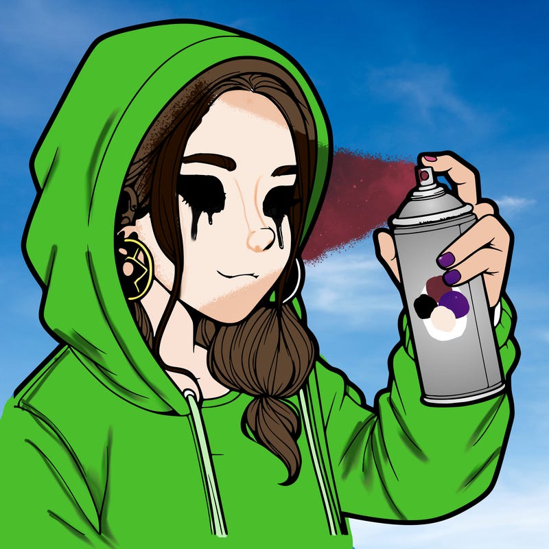 a realistic girl, spray painting