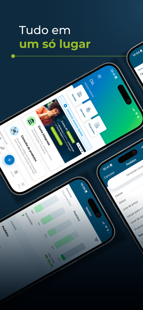 Screenshots of the VHSYS mobile app showing business management dashboards for sales and finance.