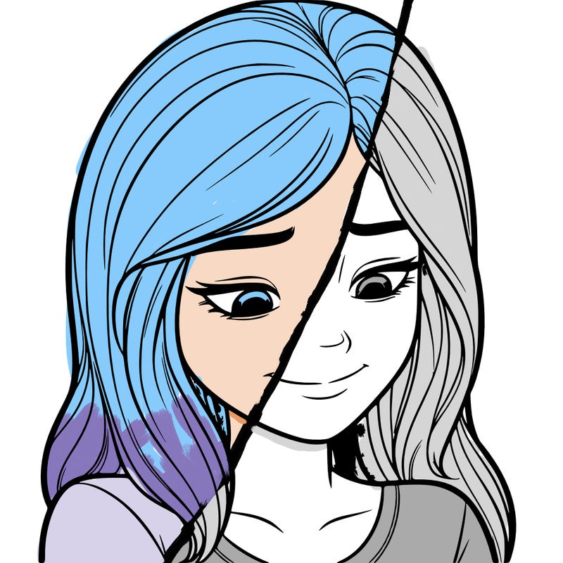 a realistic teenage girl with a small smile looking down