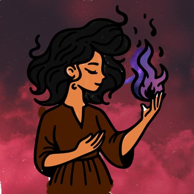 woman with fire