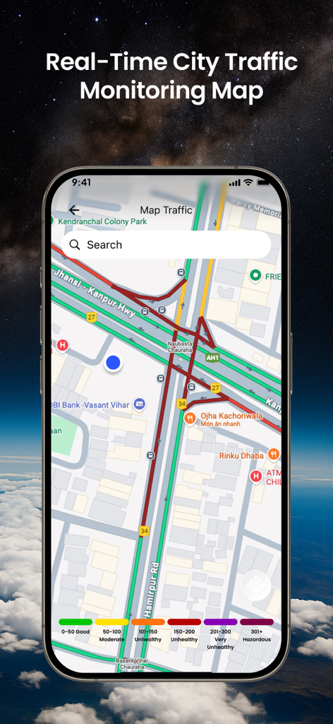 Mappa App zeigt eine Echtzeit-Stadtverkehrsüberwachungskarte