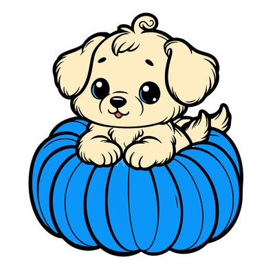 cute little puppy in a pumpkin