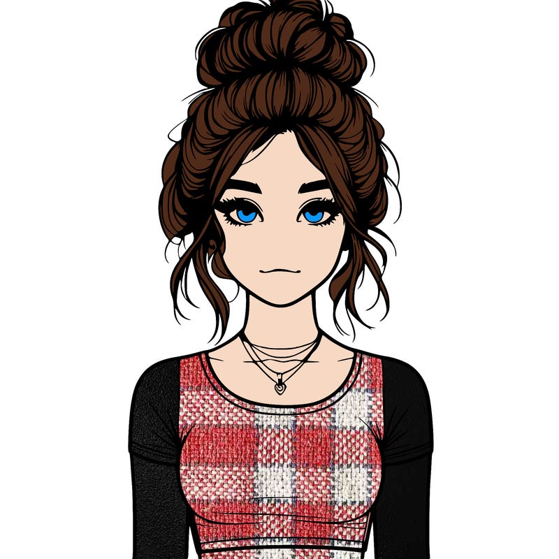 realistic girl with messy bun and croptop