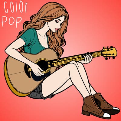 realistic woman play guitar