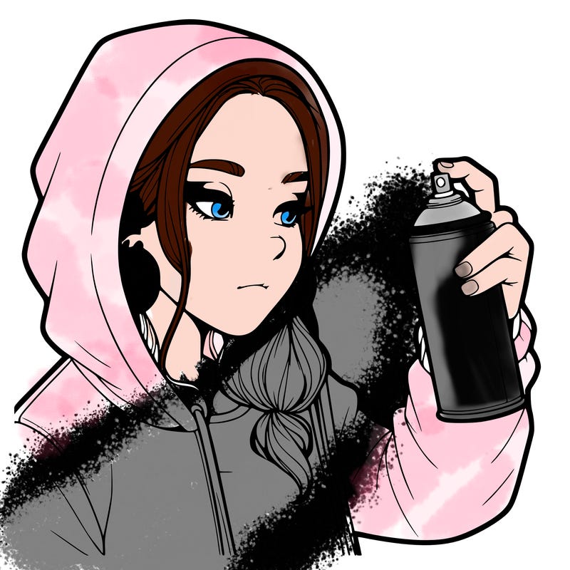 a realistic girl, spray painting