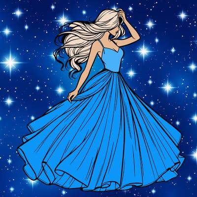 realistic woman with dress flowing in the wind