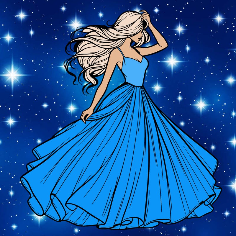 realistic woman with dress flowing in the wind