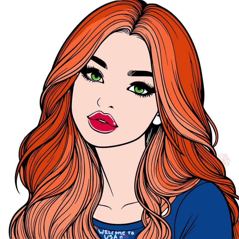 realistic girl with hair on her hair and lips