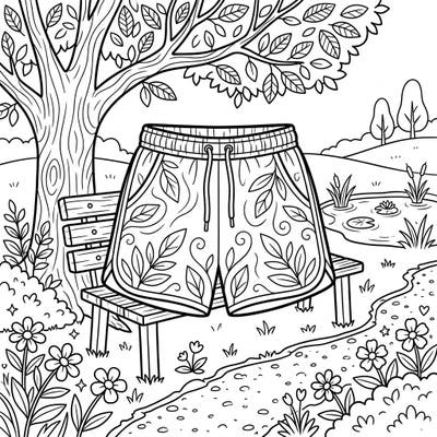 Discover tranquility with this beautiful coloring page featuring athletic shorts nestled in a serene garden. This detailed scene is perfect for seniors seeking a relaxing and engaging artistic escape.