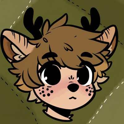 a humanoid deer with soft fluffy ears