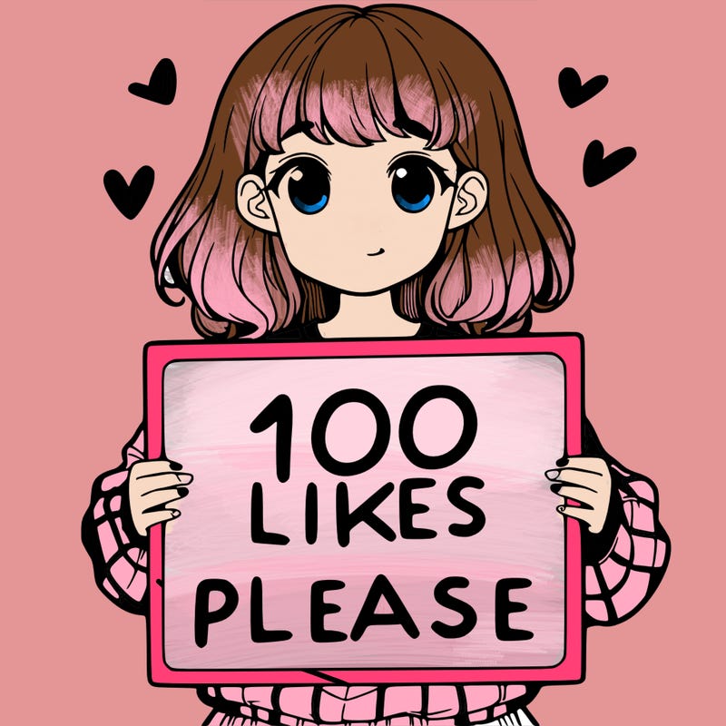 a girl holding a sign saying 100 likes please