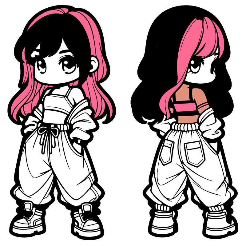 girl in crop top and baggy pants