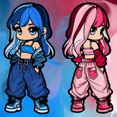 girl in crop top and baggy pants