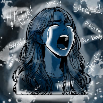 screaming realistic, girl