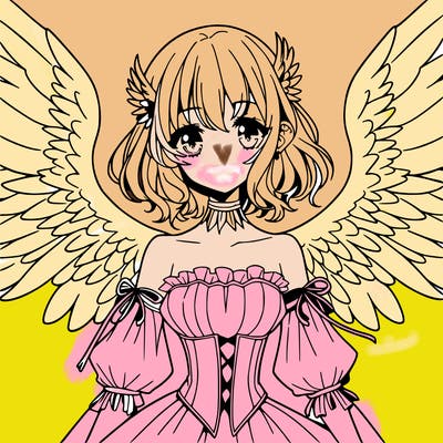manga woman with large wings