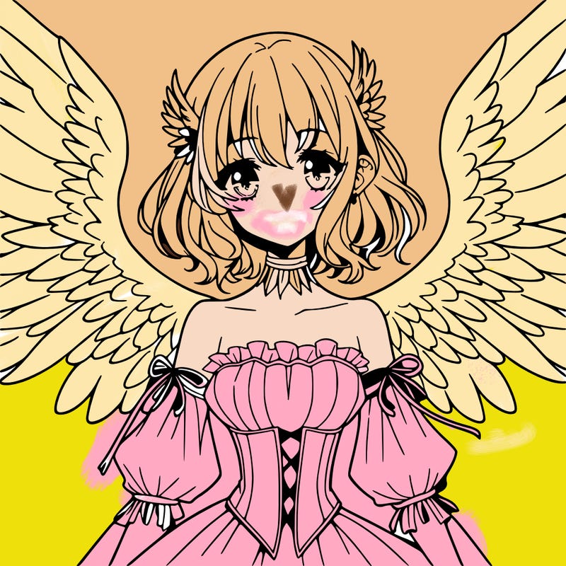 manga woman with large wings